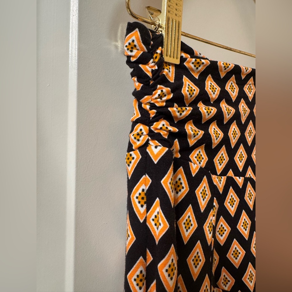 Anthropologie Maxi Skirt Black Motif (Orange/White) Long Flowy Skirt Size XS - Picture 10 of 16